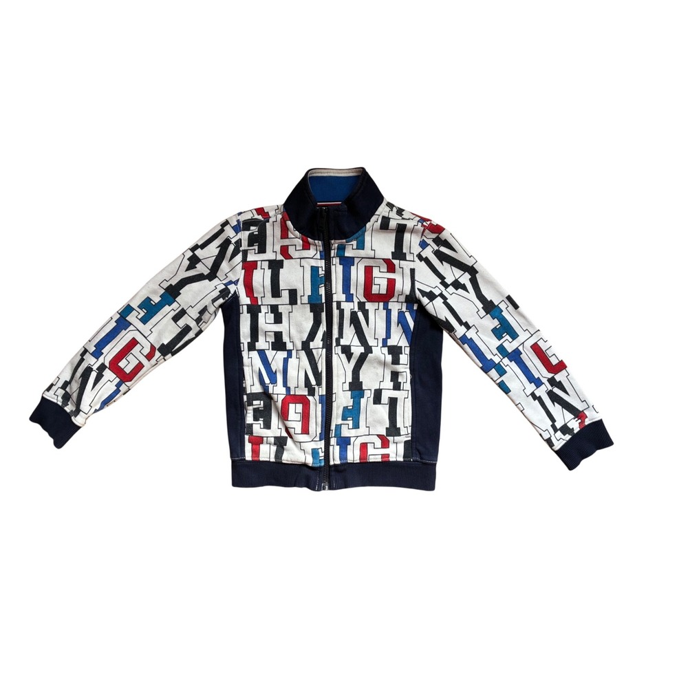 Tommy Hilfiger Kids Full Zip Track Jacket Logo Print Cotton Size S 6-7